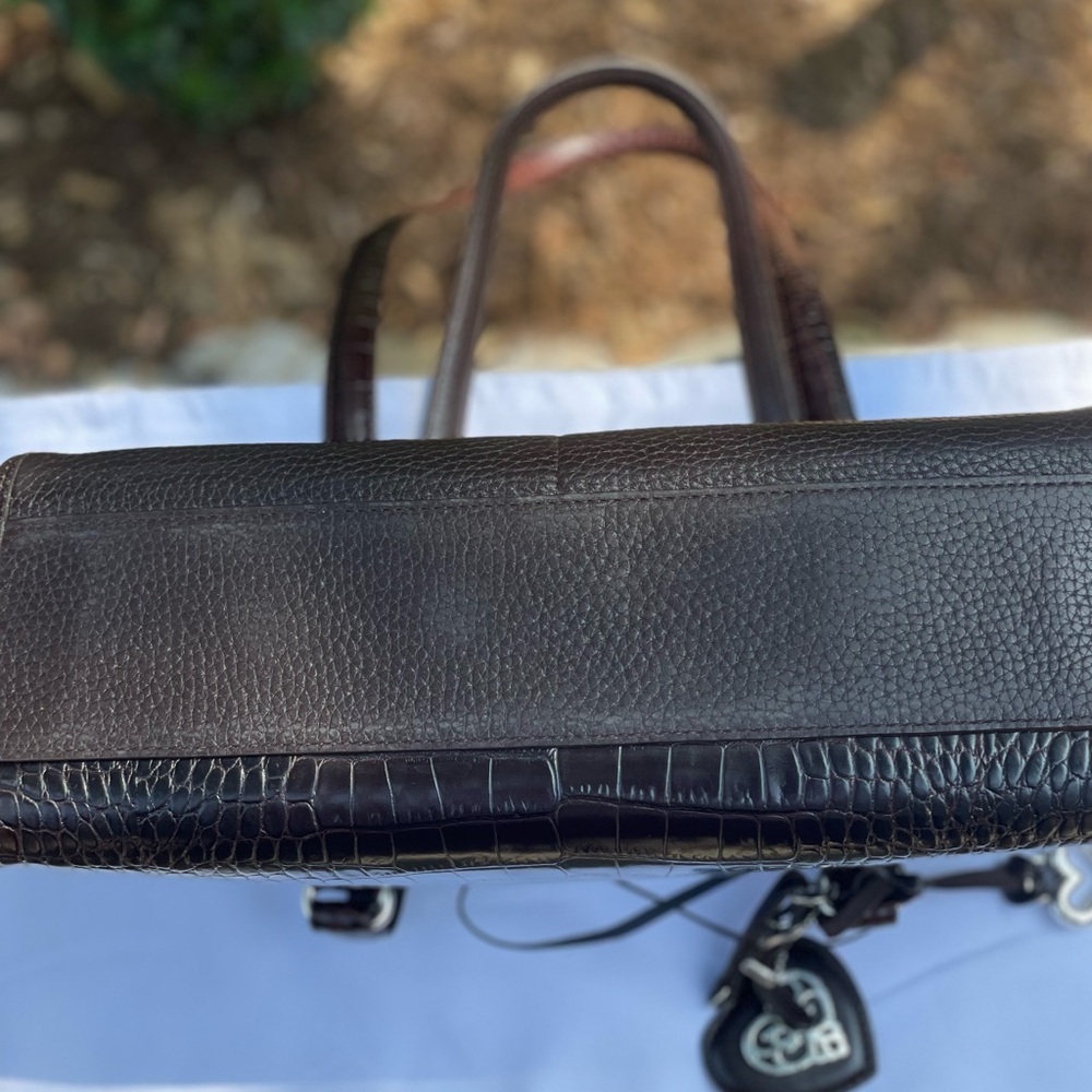 Brighton Satchel Handbag, Rich Brown Croc Embossed, Vintage! - Picture 9 of 14
